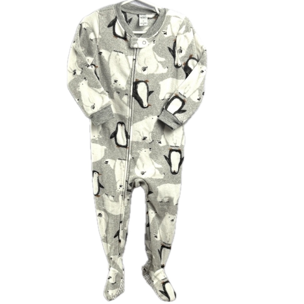 Carter's Arctic Gray Polar Bear Pinguin Footie Pajamas